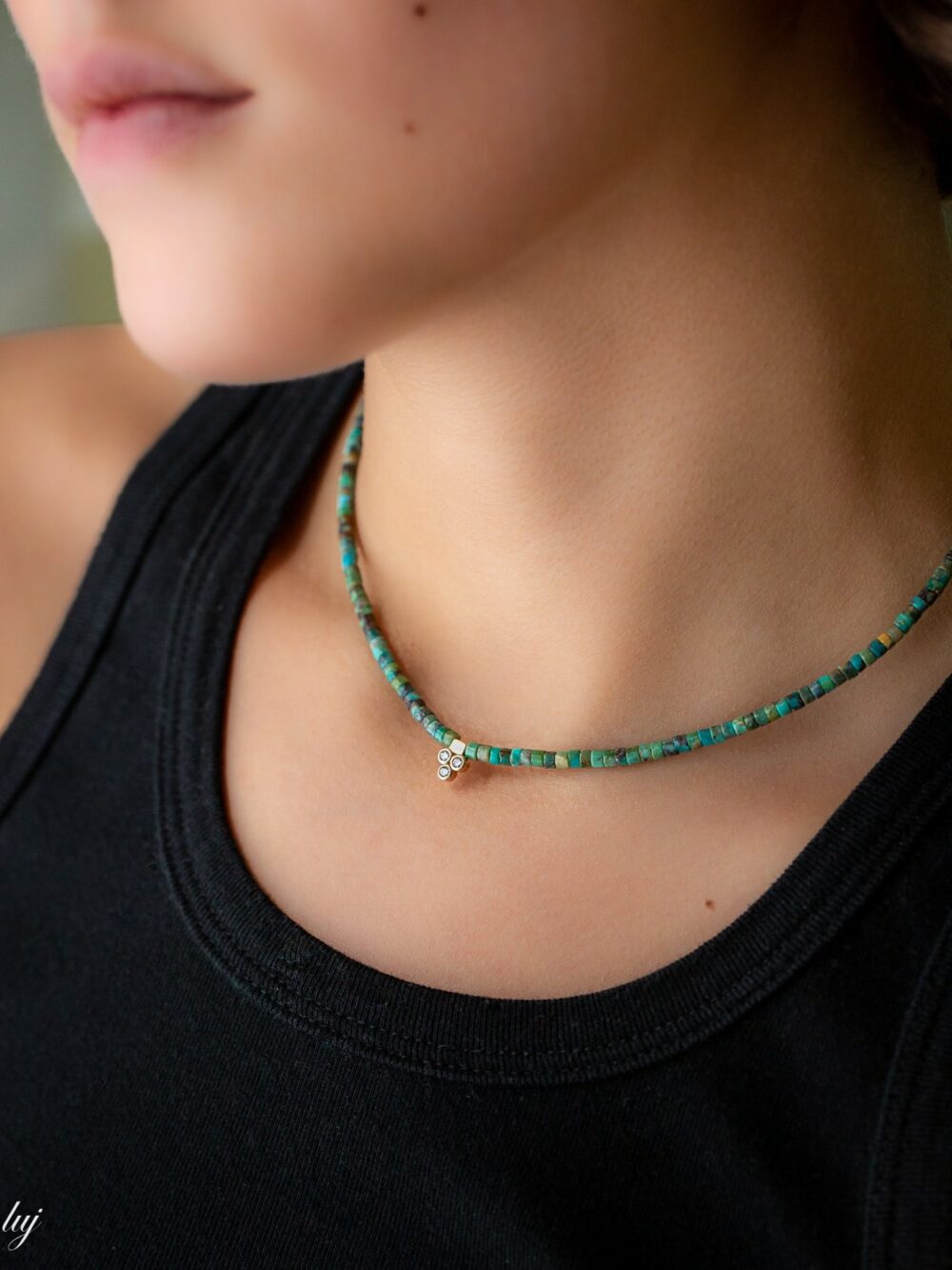 Celeste Turquoise and brilliants necklace luj paris bijoux 1