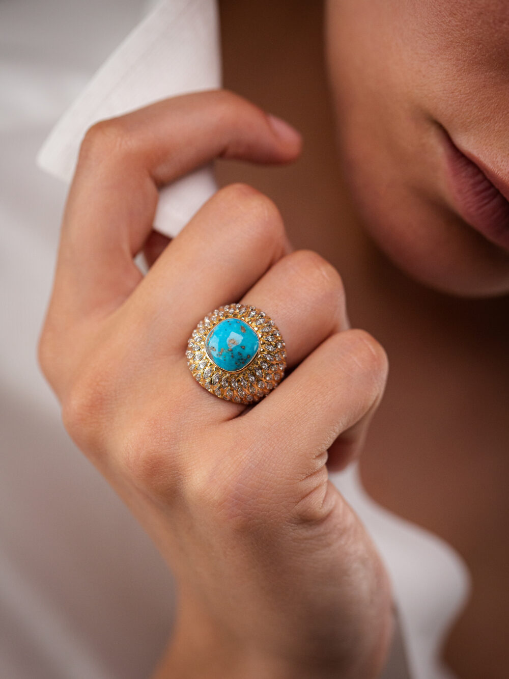 PEACOCK Diamond and Turquoise ring luj paris jewels 1